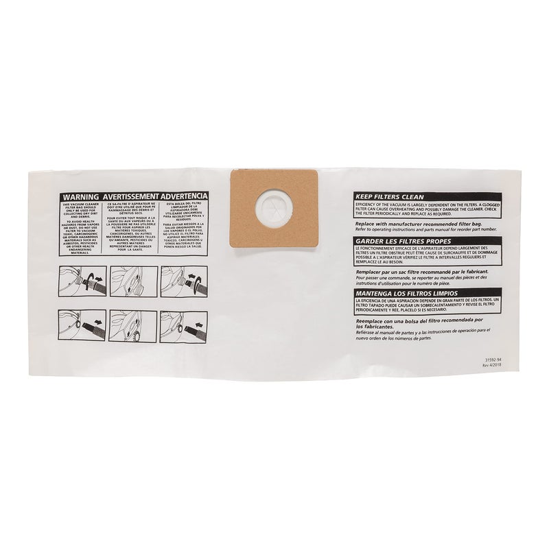 SHOPVAC Shop-Vac 9066900 Disposable Filter Bags, Fits 3 Gallon Tanks, Ideal for Dry Pickup, Non-Hazardous Materials, Compatible With Shop-Vac 3 Gallon Models, ( 3-Pack) - Image 1